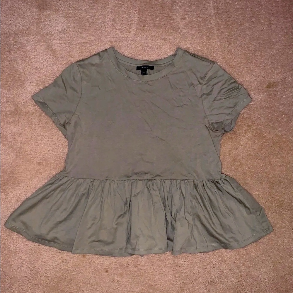 Olive Green Peplum Top Forever 21